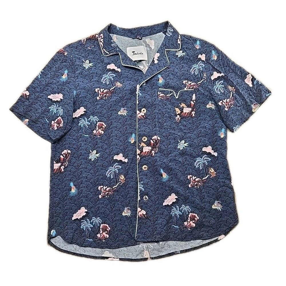 Tombolo Gone Fishing Playa Eden Hawaiian Shirt Men's L Sold Out Print